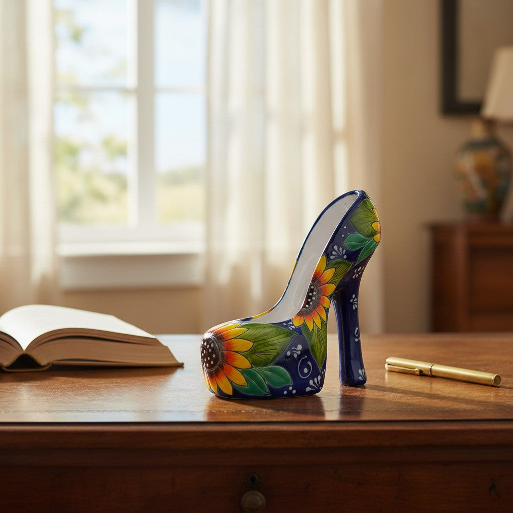 Talavera High Heel Statue | Sunflower Design