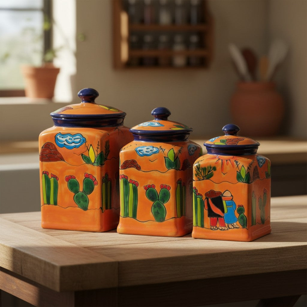 Talavera Canister Set | Colorful Handmade Panchito Pottery