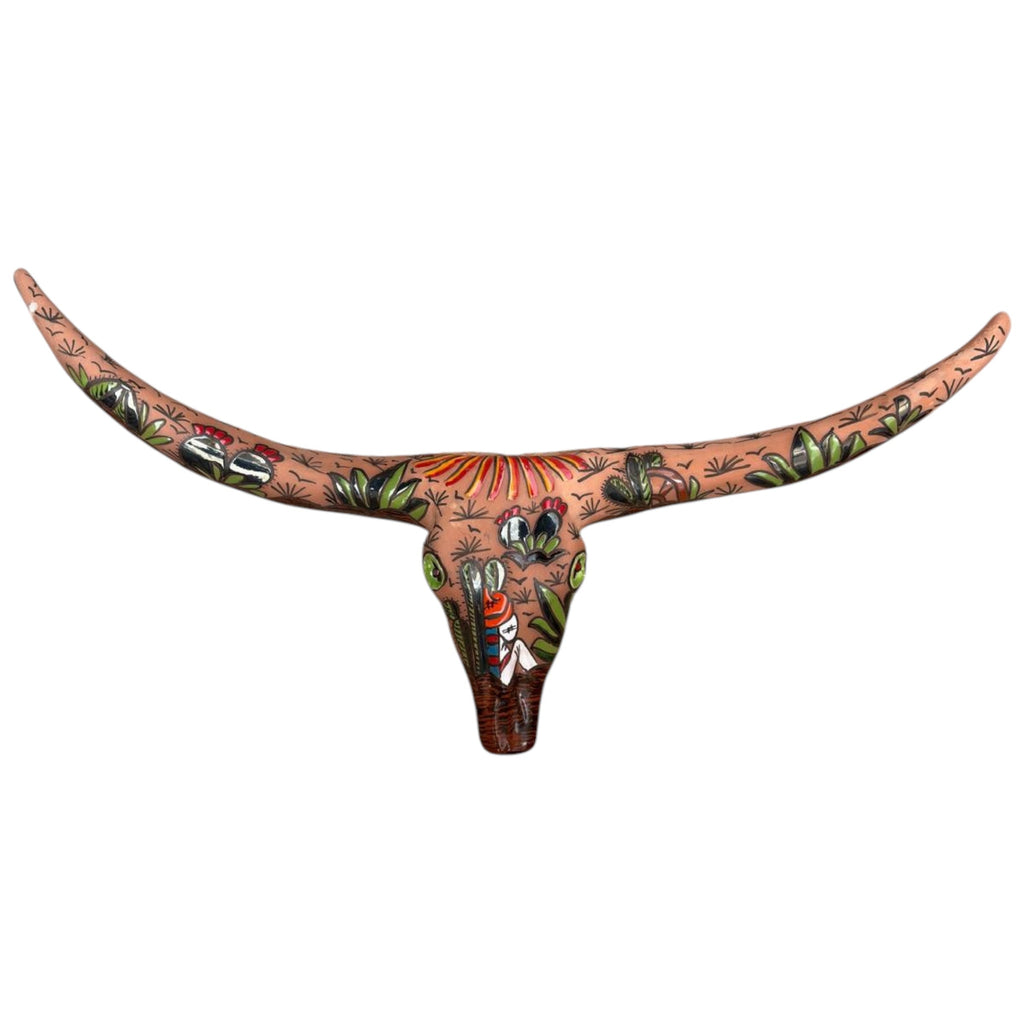 Talavera Longhorn Skull | Terracotta Desert Design