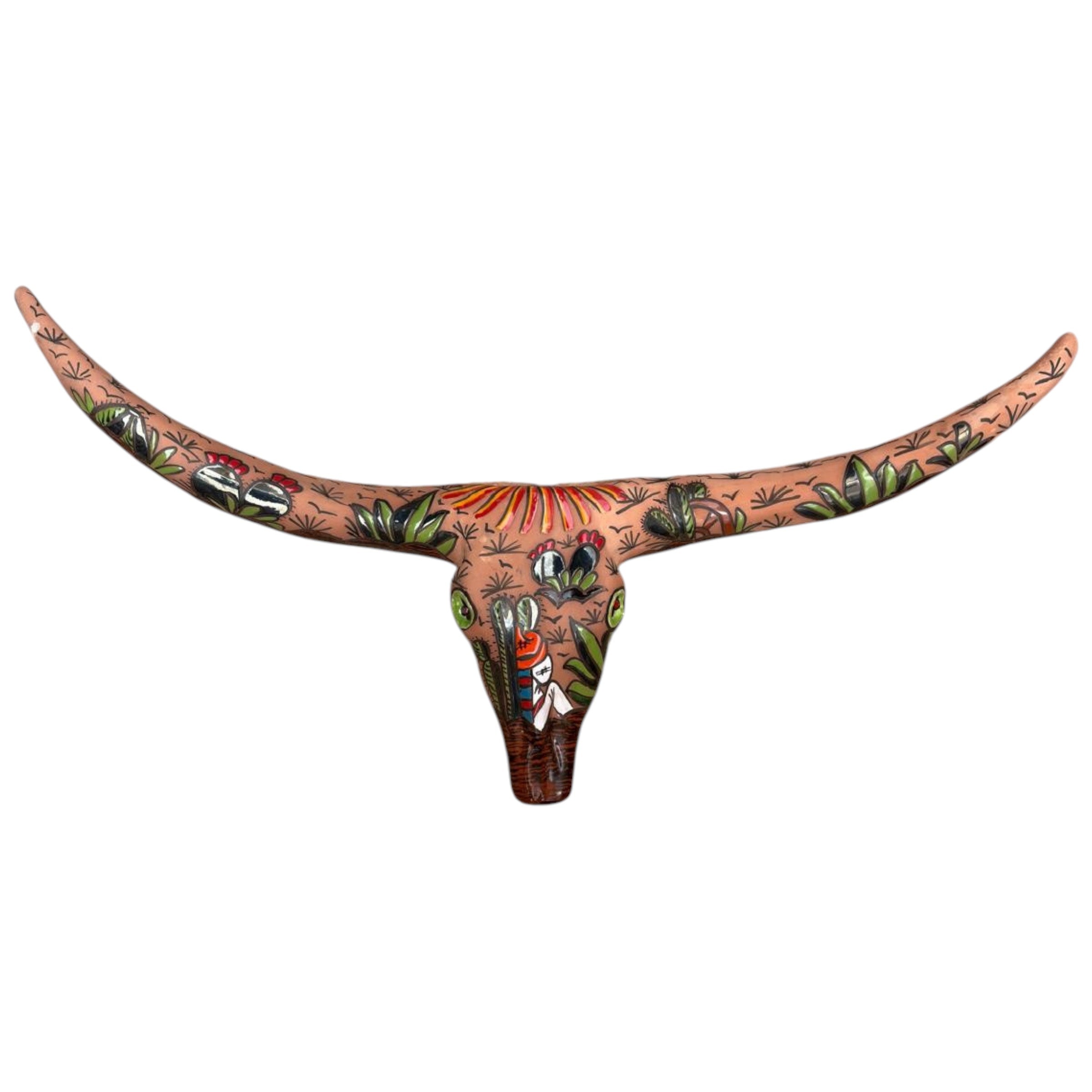Talavera Longhorn Skull | Terracotta Desert Design