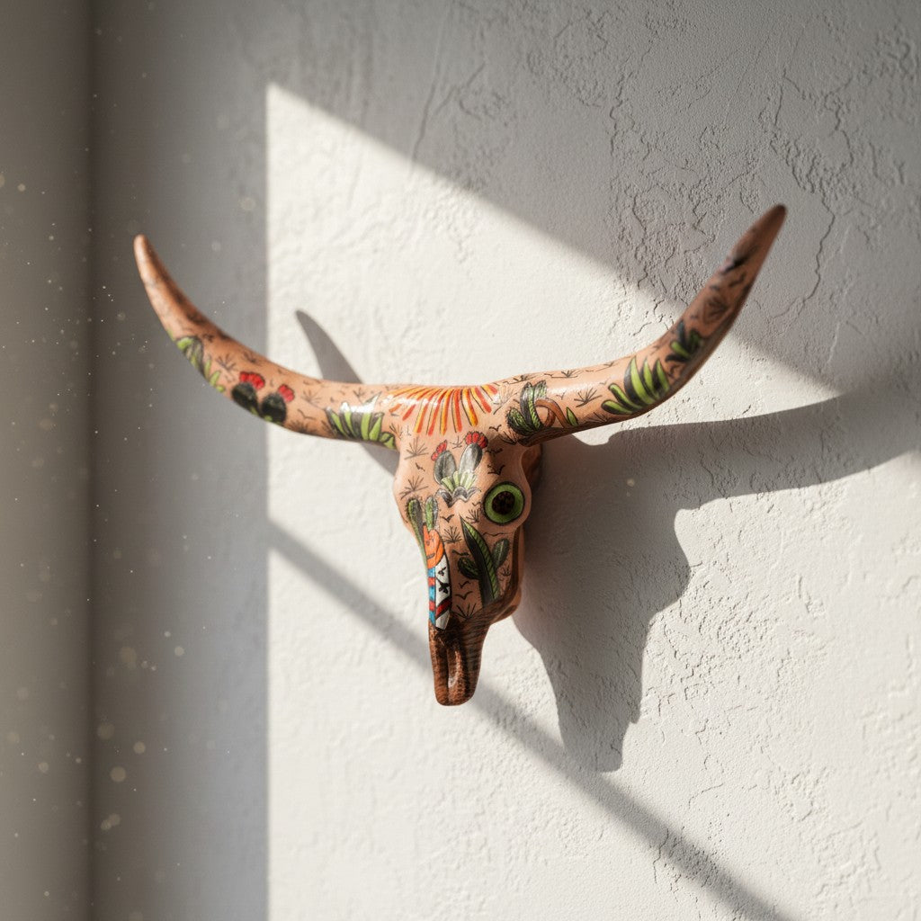 Talavera Longhorn Skull | Terracotta Desert Design
