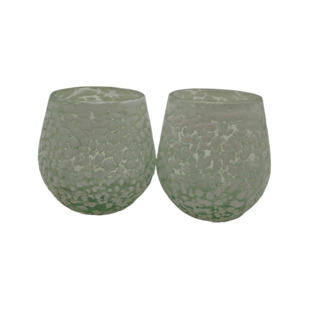 White Pebbled Wine Glass | Hand-Blown Mexican Stemless Glassware