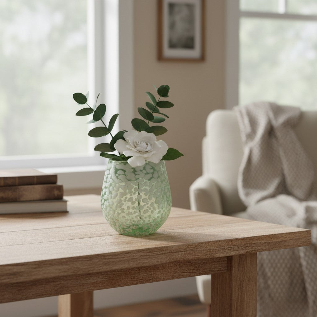 White Pebbled Wine Glass | Hand-Blown Mexican Stemless Glassware