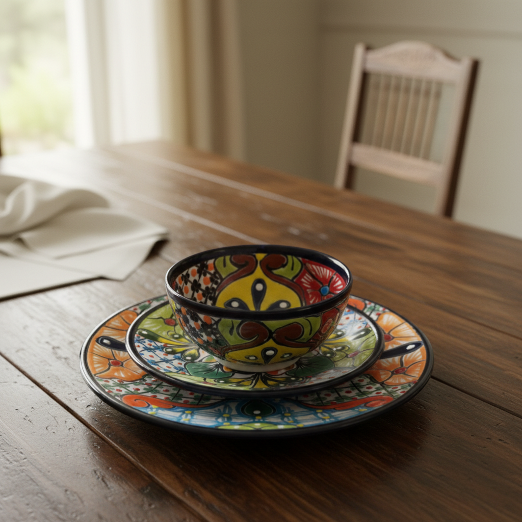 20-Piece Talavera Dinnerware Set | Floral Tableware for 6