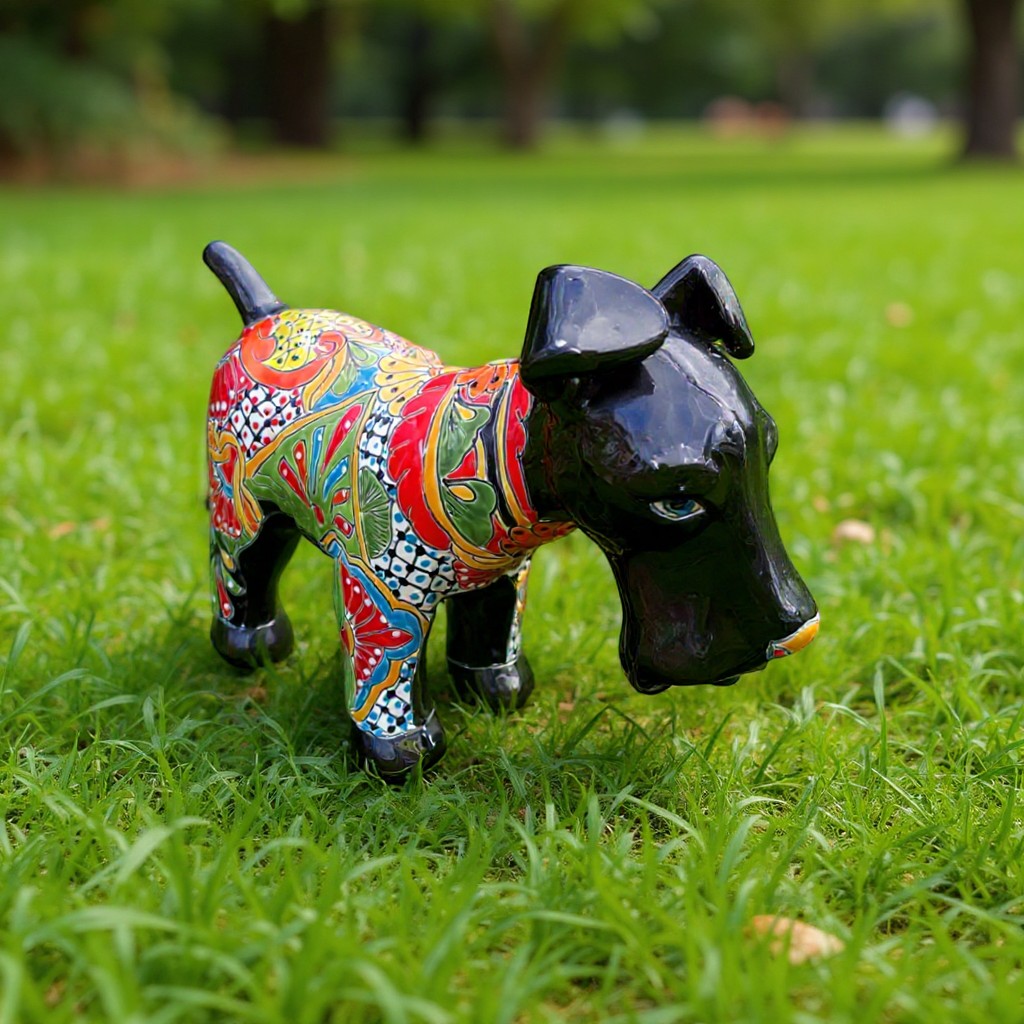 Talavera Dog Statue | Playful Peeing Dog Design