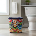 Colorful Talavera Trash Can | Handmade Mexican Waste Bin