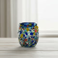 Hand-Blown Confetti Shot Glass | Blue Rim Mexican Glassware
