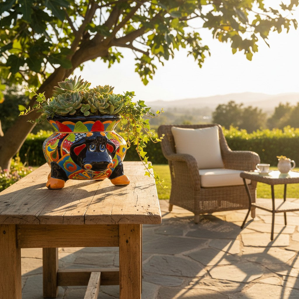 Talavera Cow Planter | Handmade Mexican Pottery for Home & Garden