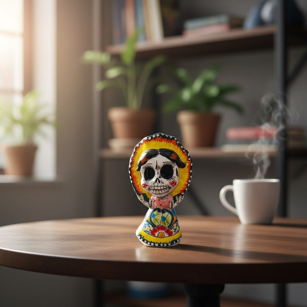 Talavera Skeleton Woman | Day of the Dead Figurine in Traditional