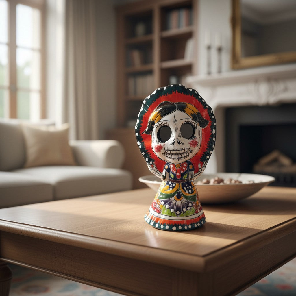 Talavera Skeleton Woman | Day of the Dead Figurine in Traditional