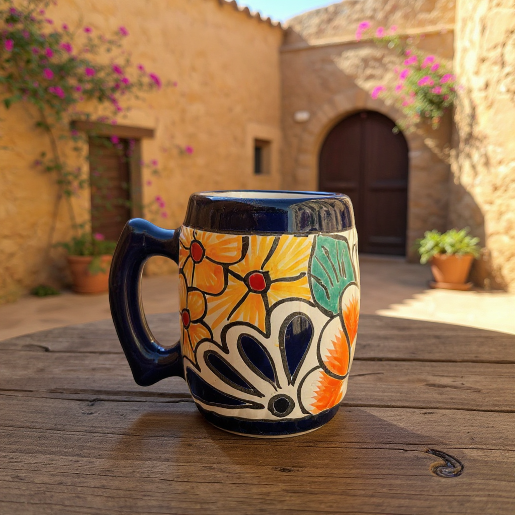 Colorful Handmade Mexican Coffee Mug | Talavera Ceramic Art