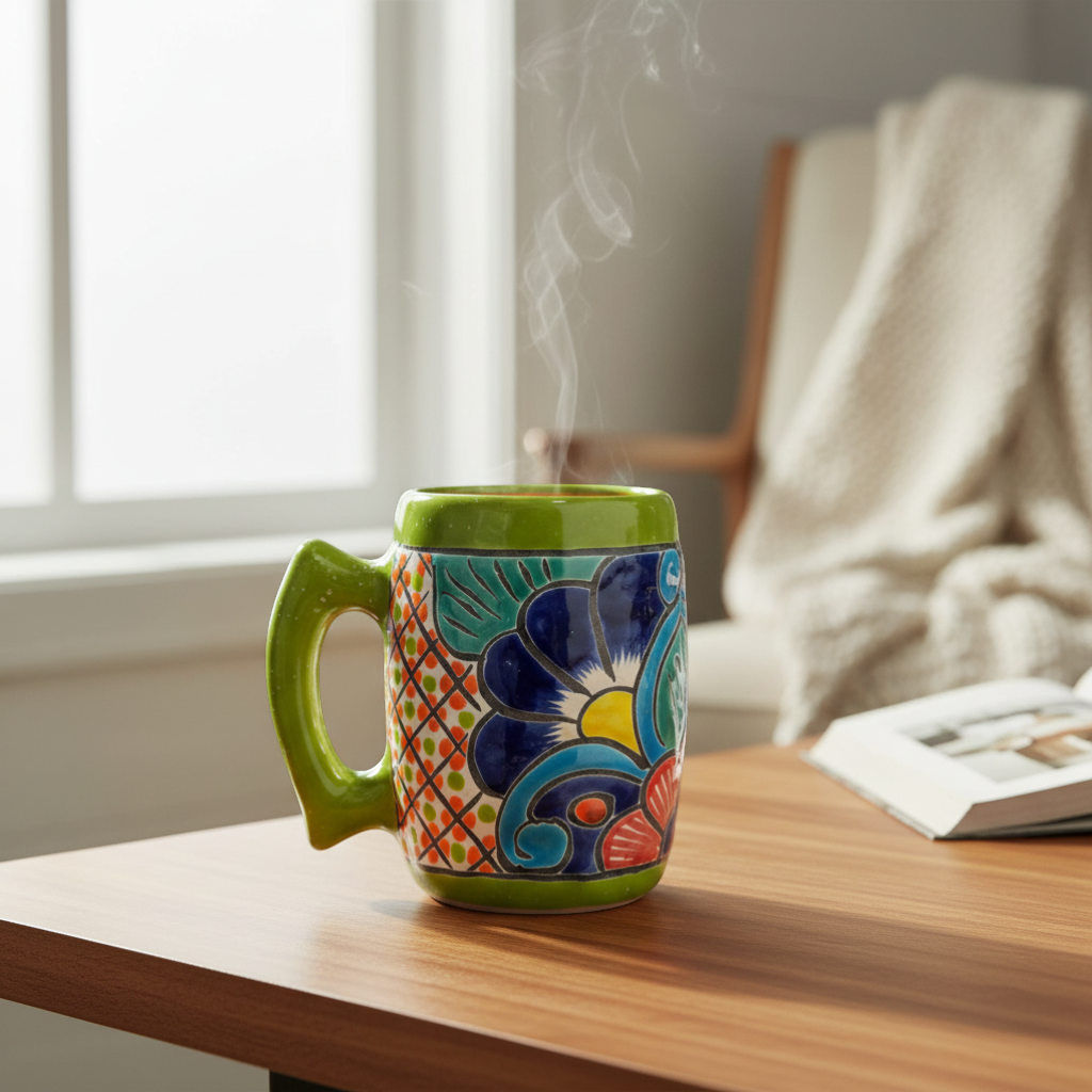 Colorful Handmade Mexican Coffee Mug | Talavera Ceramic Art