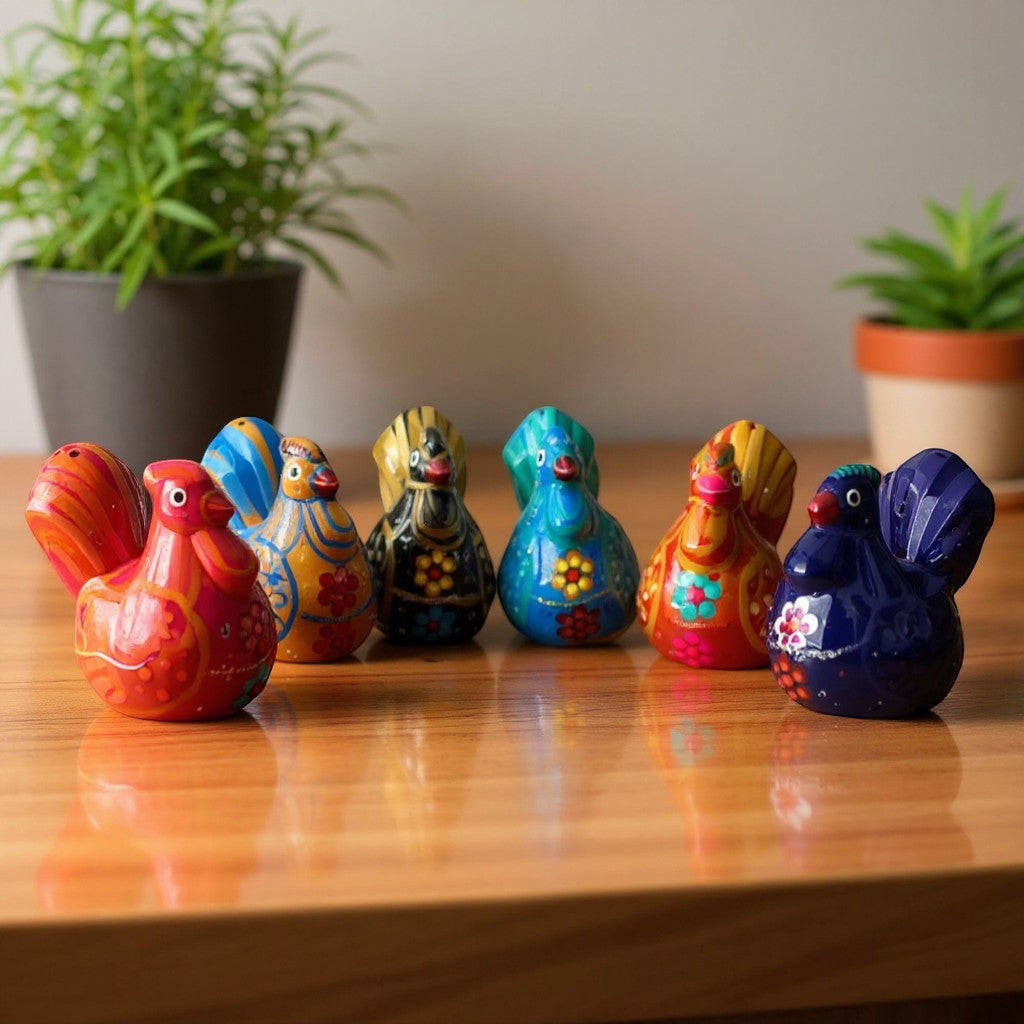 Set of 2 Chicken Salt and Pepper Shakers | Mexican Guerrero Pottery