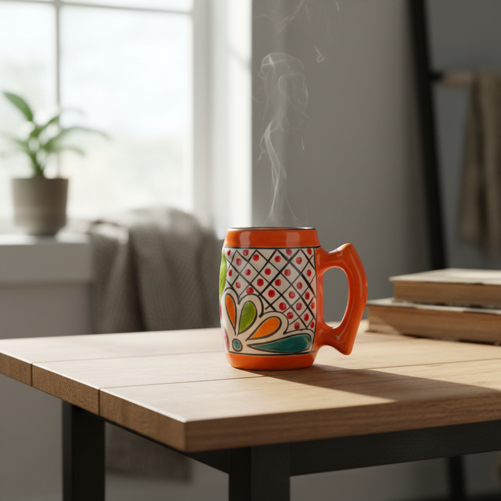 Colorful Handmade Mexican Coffee Mug | Talavera Ceramic Art