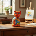 Medium Hand-Painted Talavera Cat Statue | Mexican Folk Art