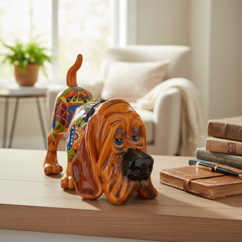 Talavera Hound Dog Statue | Vibrant Mexican Ceramic Art