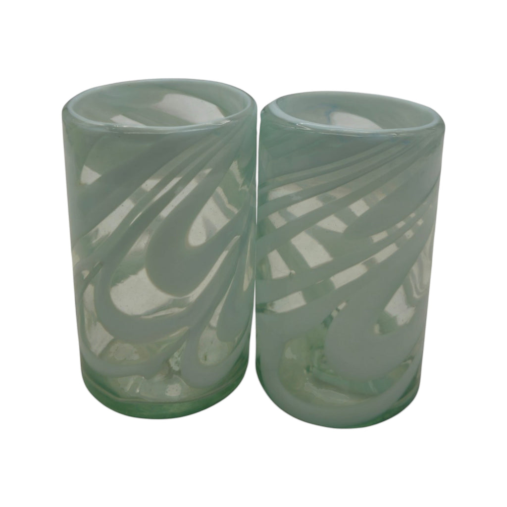 White Swirl Hand-Blown Mexican Drinking Glass | Artisan Drinkware