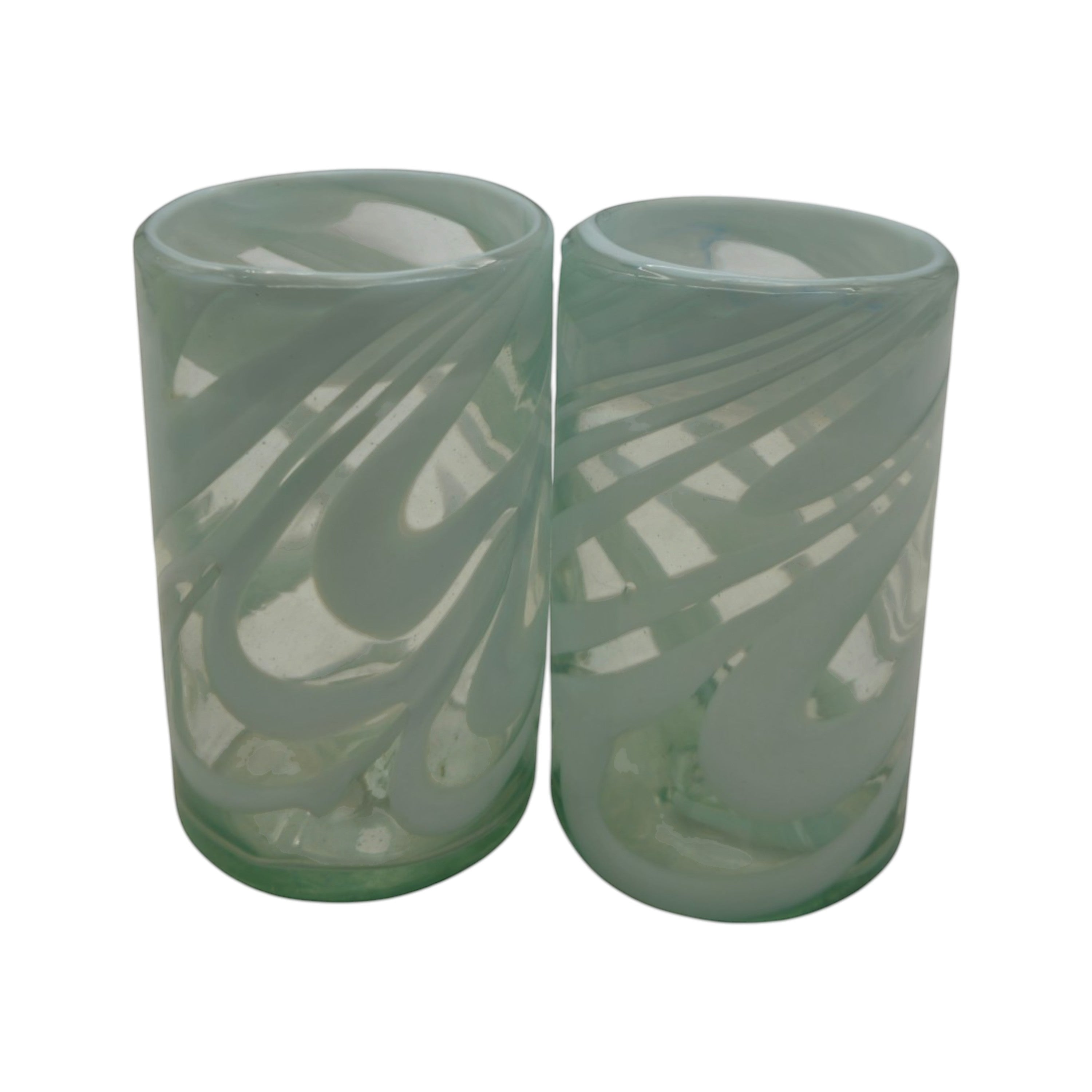 White Swirl Hand-Blown Mexican Drinking Glass | Artisan Drinkware