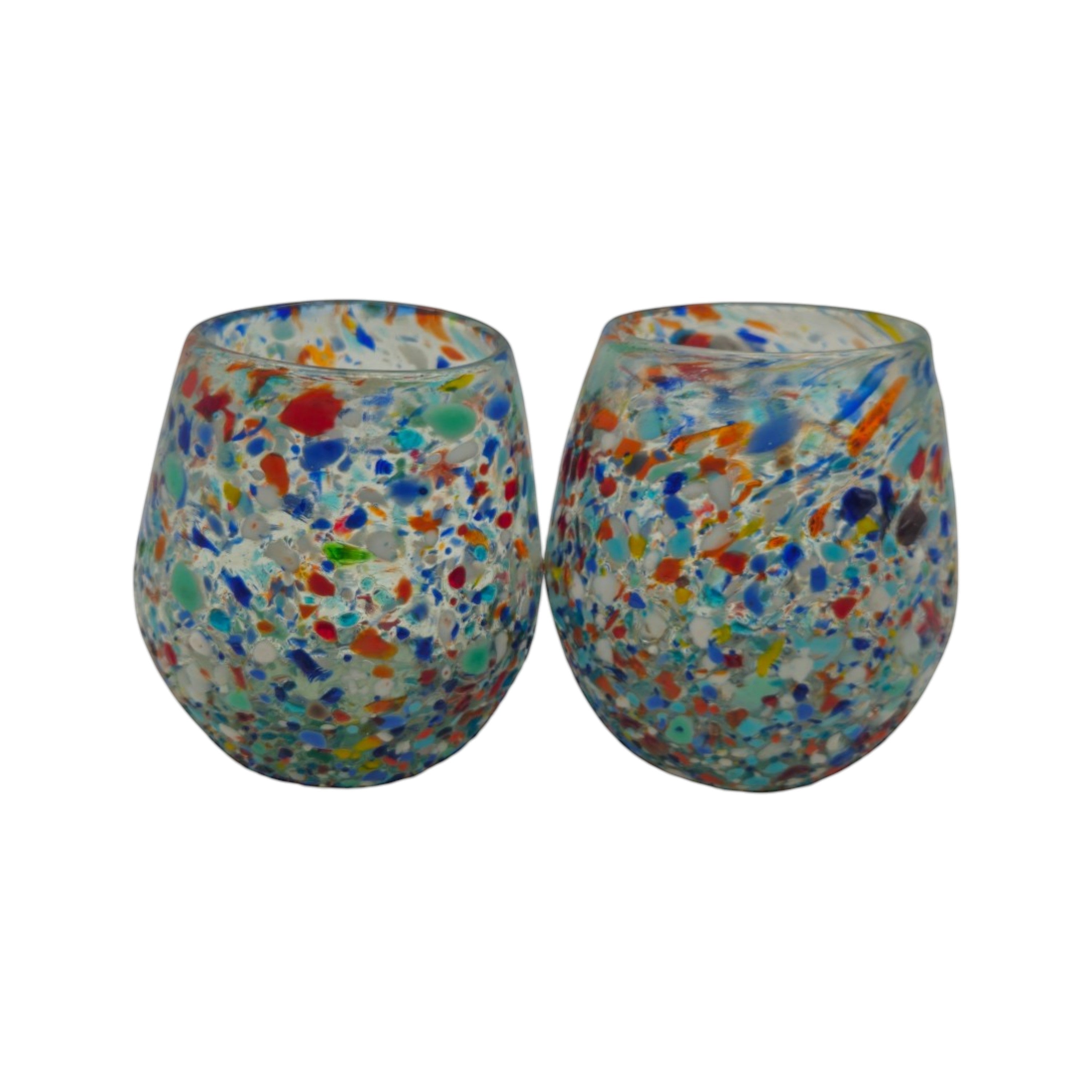 Handblown XL Stemless Wine Glass | Confetti Pebble Pattern