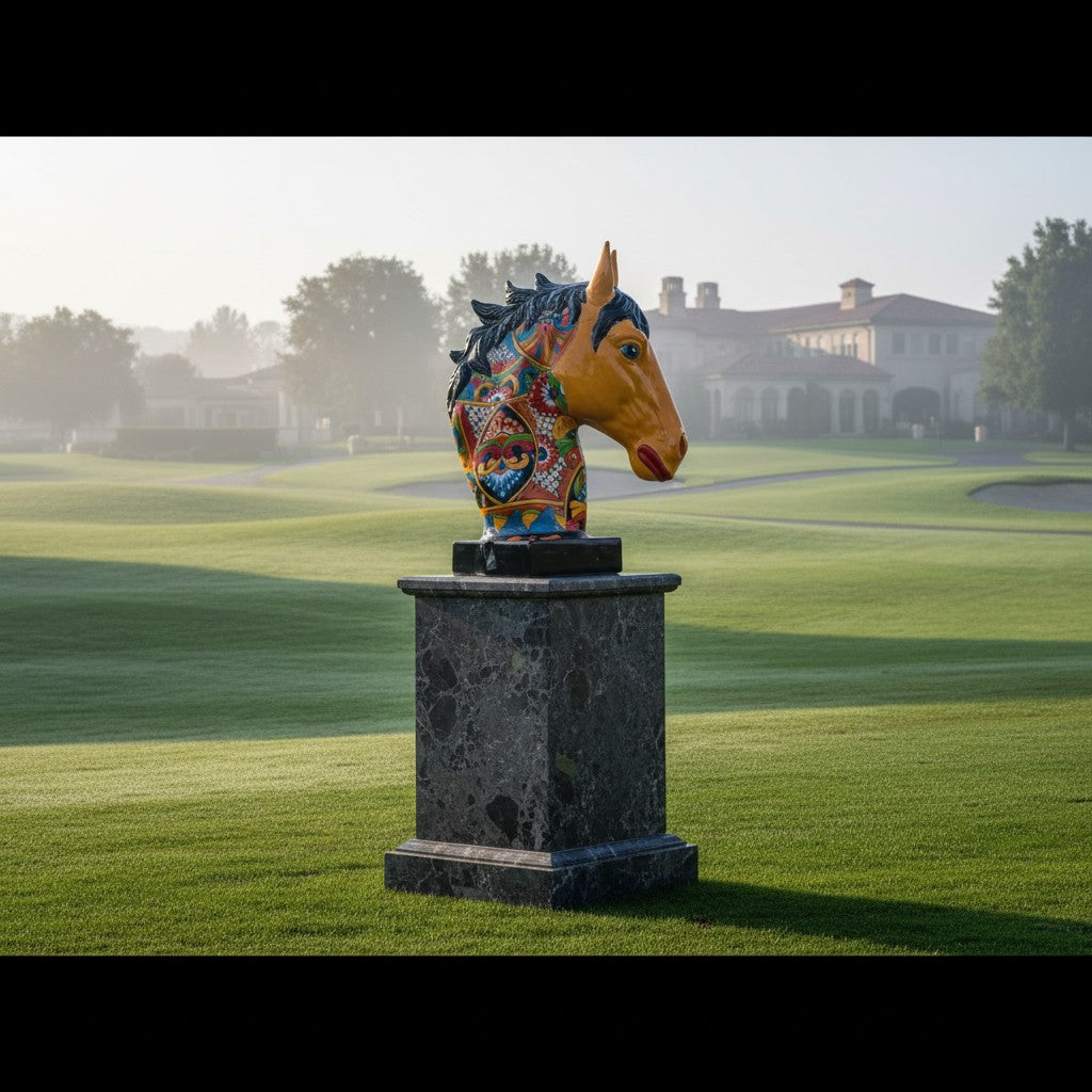 XL Talavera Horse Head Statue | Colorful Handmade Mexican Pottery