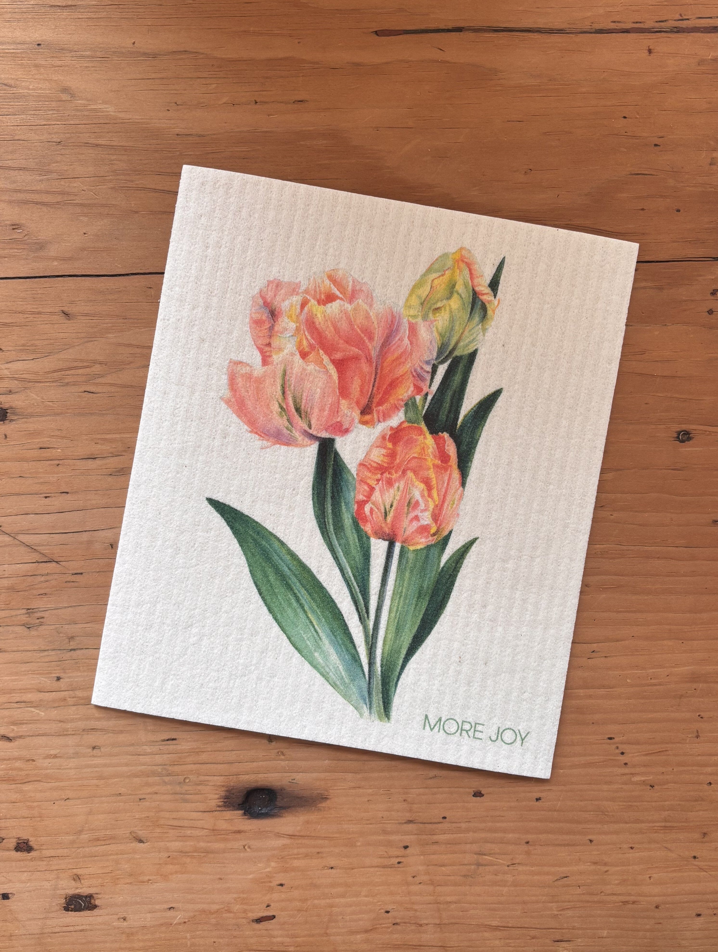 Tulips Swedish Dishcloth | Pink, Coral & Green