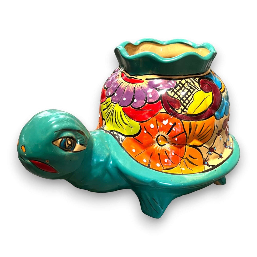 Vibrant Talavera Turtle Planter | Mexican Pottery